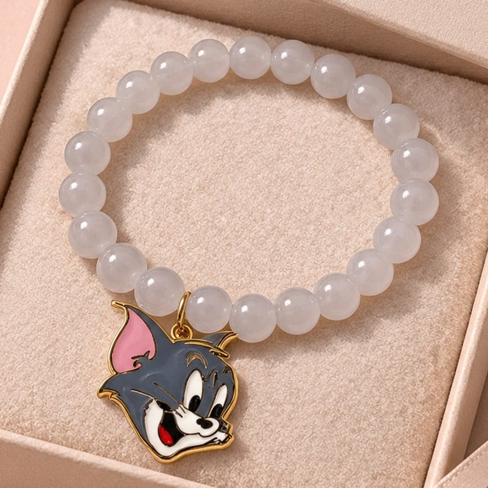 Moonstone Cat Charm Bracelet